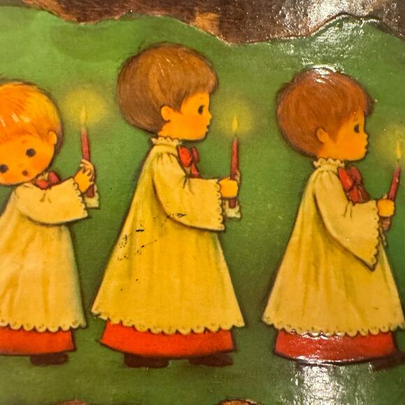 VTG Christmas Wall Hanging Plaque Decoupage Choir Alter Boy Handmade Artisan - Picture 10 of 13